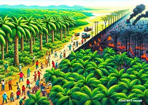 created image of a palm plantation