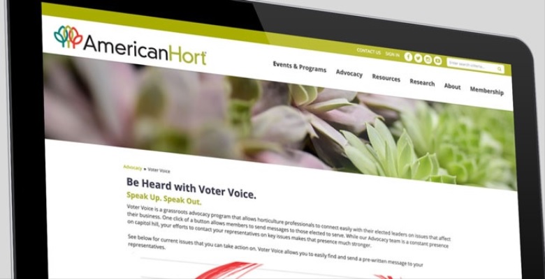 phone screen with website for American Hort for horticultural promotion. phone screen with website for American Hort for horticultural promotion.
