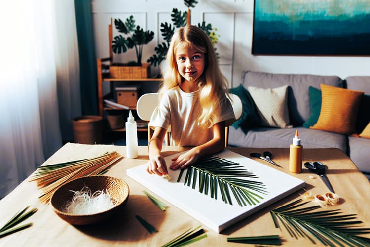 little girl seated at a table working on making a craft