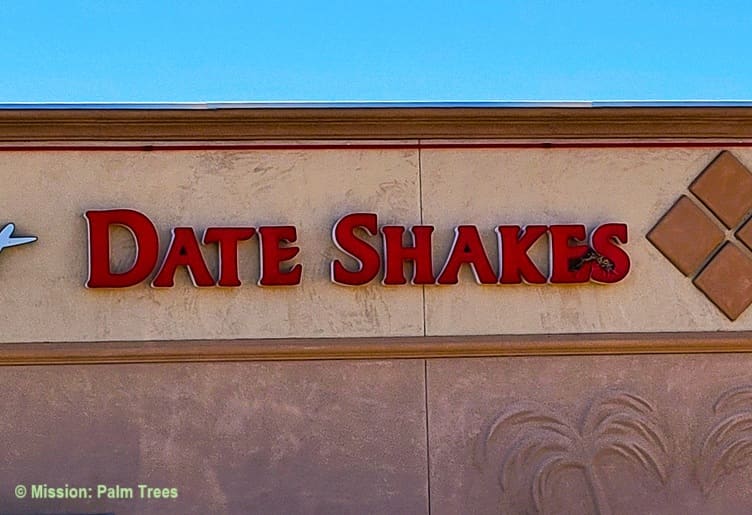 Building with inscribed palms advertising Date Shakes Building with inscribed palms advertising Date Shakes