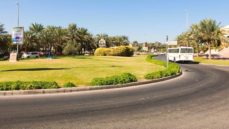 Roundabout in Dubai Media City with nearby access to Palm Island