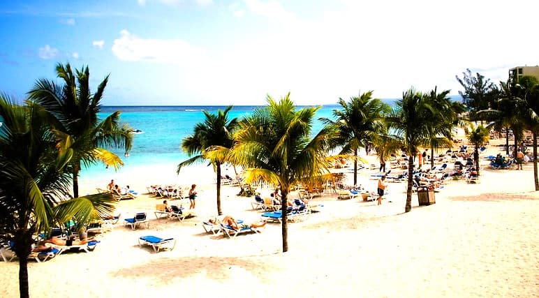 Beautiful palm sands beach in Jamaica