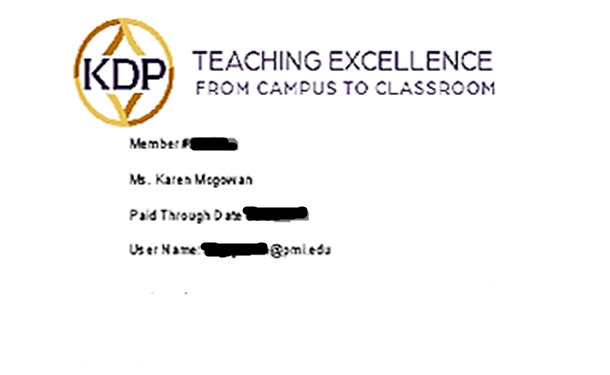 Kappa Delta Pi Membership Card Kappa Delta Pi Membership Card