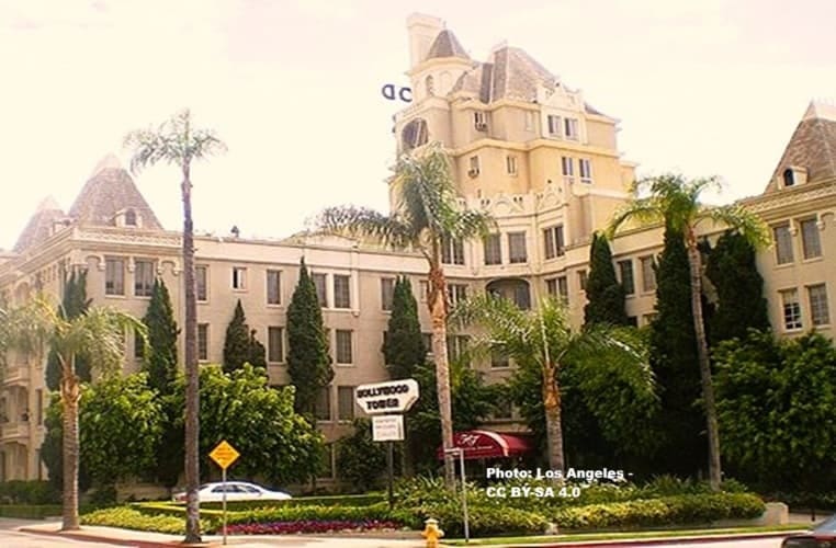 Apartment building tower in Hollywood