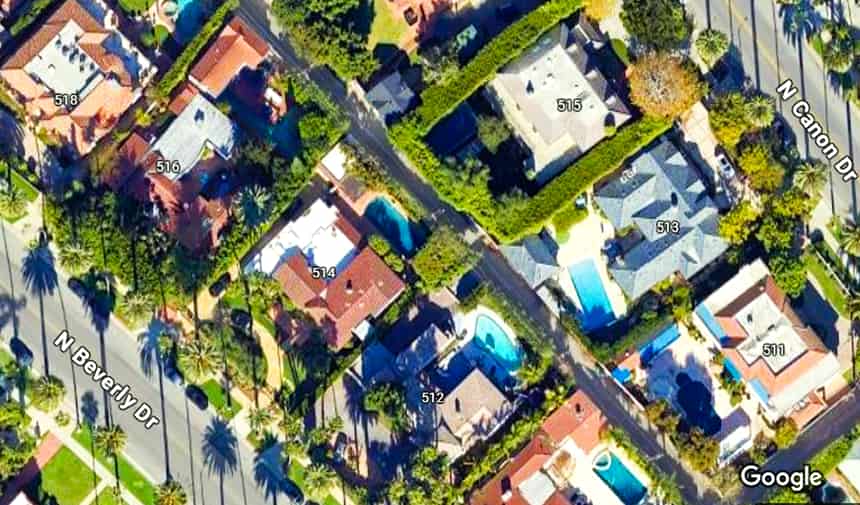 Aerial view of North Beverly Drive in Beverly Hills Aerial view of North Beverly Drive in Beverly Hills