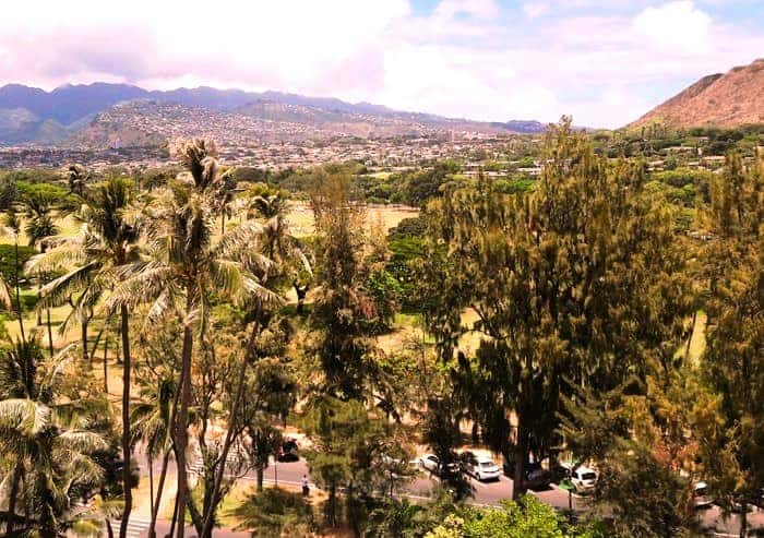 View from a hotel window in Waikiki, Oahu, Hawaii