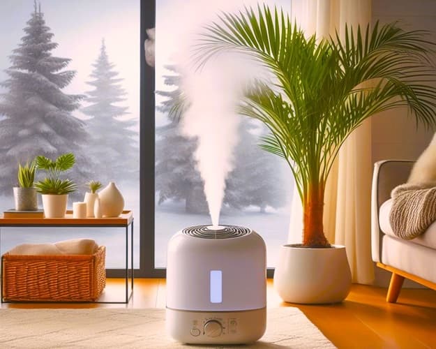 humidifier running in a room with a palm tree humidifier running in a room with a palm tree