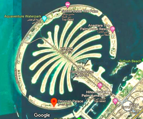 colorfully mapping our Dubai Palm Tree Island