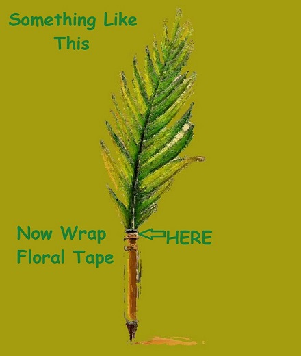 Illustration of a pen with a palm frond plume end