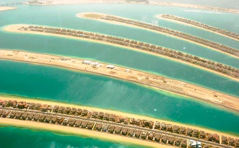 Palm Island Jumeirah while still under construction.