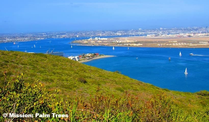 San Diego Bay from atop Point Loma, with city areas in the background. San Diego Bay from atop Point Loma, with city areas in the background.