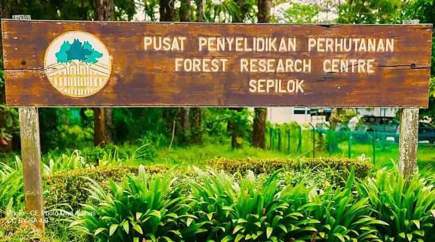 Entry sign into a Forest Research Center in Malaysia