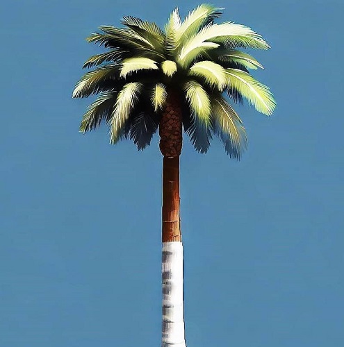 White Paint at the bottom of the Trunk of a Palm