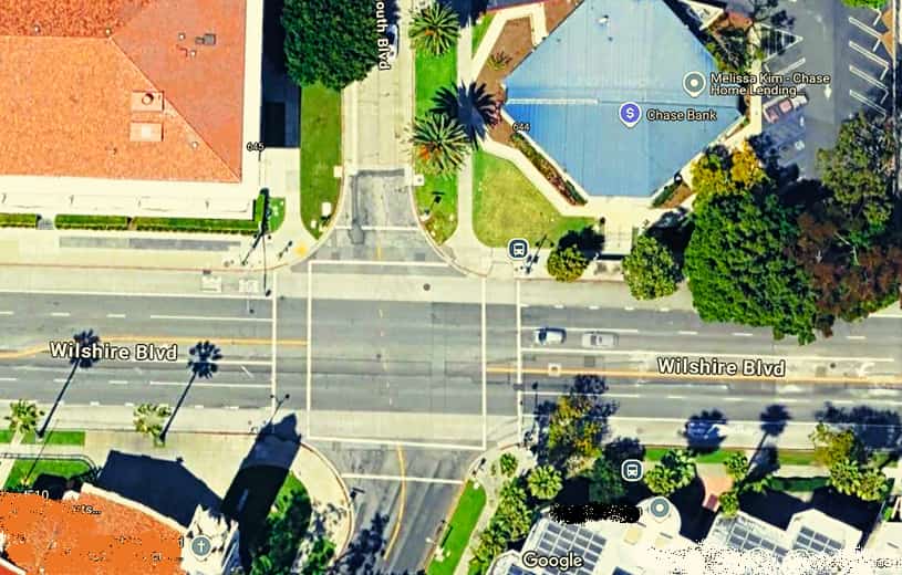 Overhead view of Wilshire Boulevard in Beverly Hills Overhead view of Wilshire Boulevard in Beverly Hills