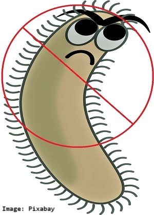 Bacteria drawing looking mad with the NO circle over it.