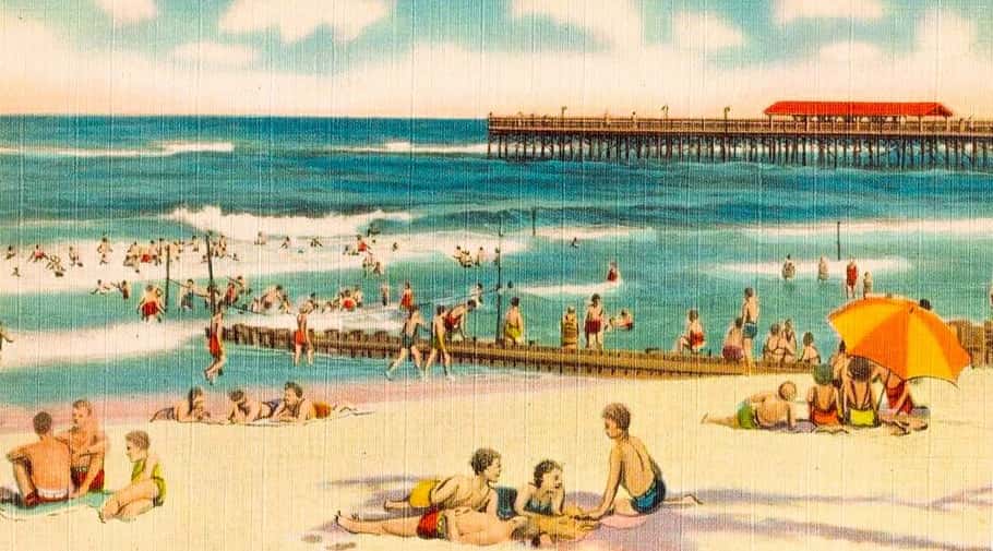 vintage postcard of palm beach when it had a pier. vintage postcard of palm beach when it had a pier.