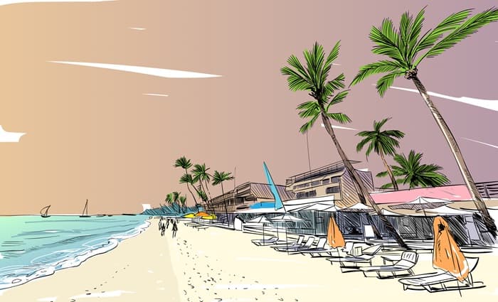 Tropical vacations by staying at resorts with beachside cafes