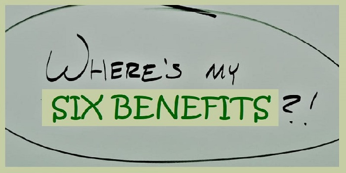 Poster asks for six benefits offered