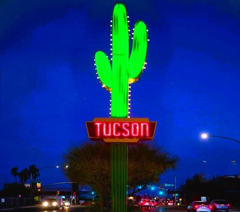 Classic neon sign in Tucson Arizona near Miracle Mile gateway