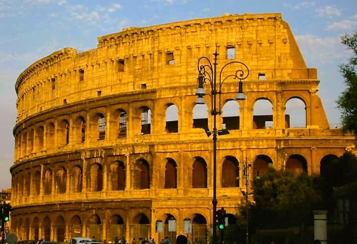 Photo of the outside of the Colosseum in Rome, Italy Photo of the outside of the Colosseum in Rome, Italy