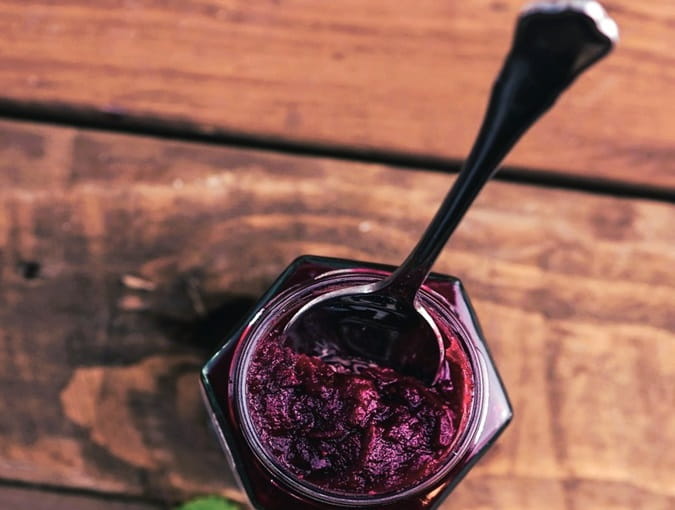 jam in a bowl with a spoon ready for serving
