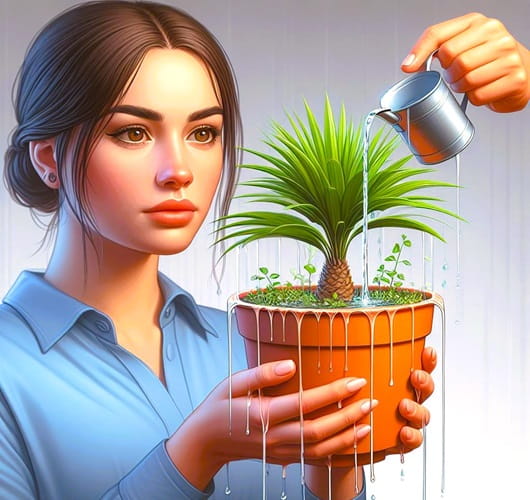 Potted palm getting way too much watering