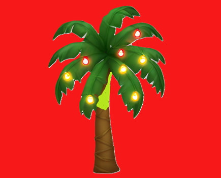 painting of a palm tree with colored lights attached painting of a palm tree with colored lights attached