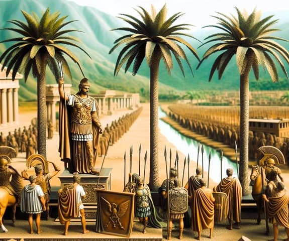 Roman empire centurion looks over his legionary