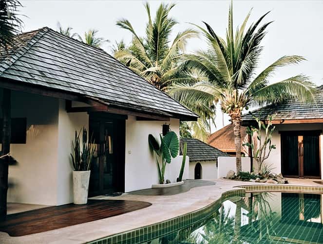tropical pool outside house