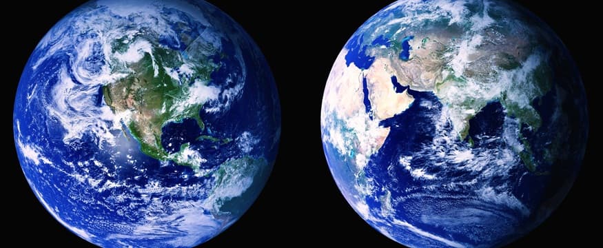 two views of earth from space